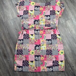 Lilly Pulitzer Women's Small Madras Rae Patchwork Ain't No Lady Shift Belt Dress